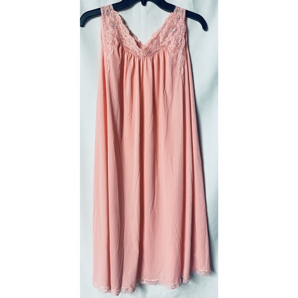 Vintage Shadowline Two Piece Gown and Button Up Robe Set Lace & Embroidery Small - Picture 3 of 14